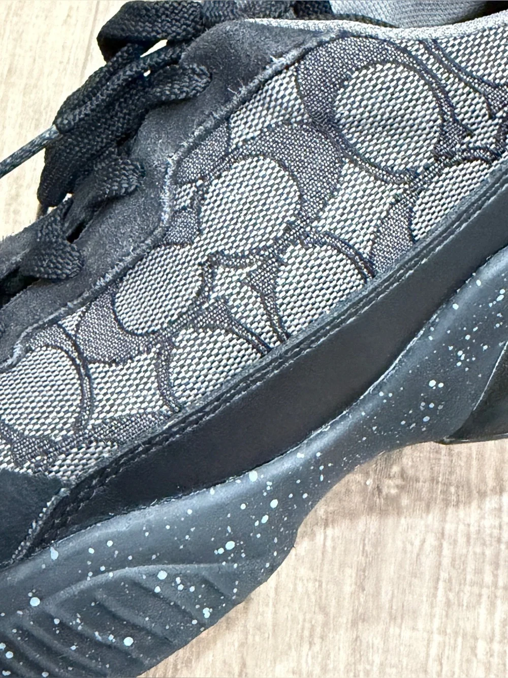 Coach City Sneaker Men 9D Black Gray Signature Jacquard Monogram Sneakers C8812